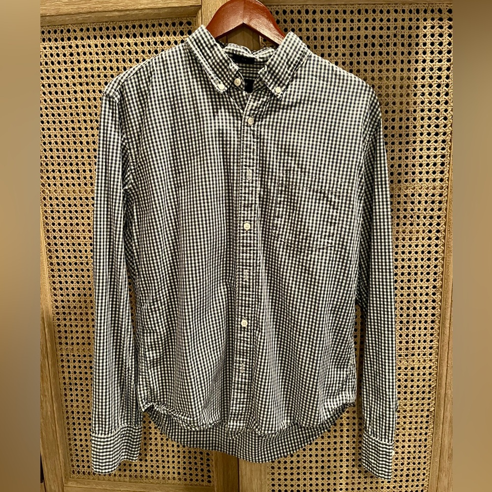 J. Crew Slim Large Navy and White Gingham Men's Shirt